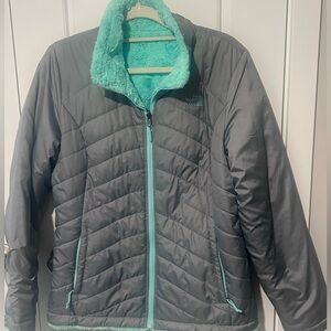 The North Face Women's Gray and Teal Jacket Reversible Large